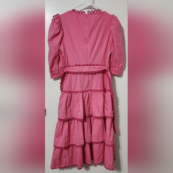 Celia B Azucena Dress Cotton Pink Sundress Flowy Size Small Belted - Picture 7 of 12